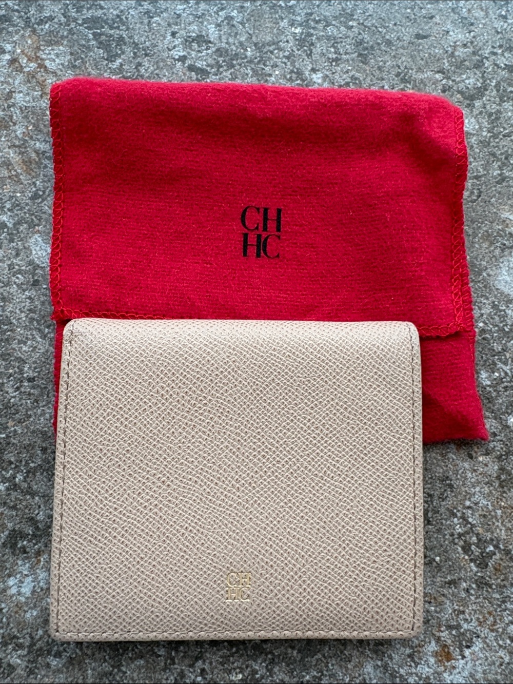 Carolina Herrera Light Beige Leather Wallet
